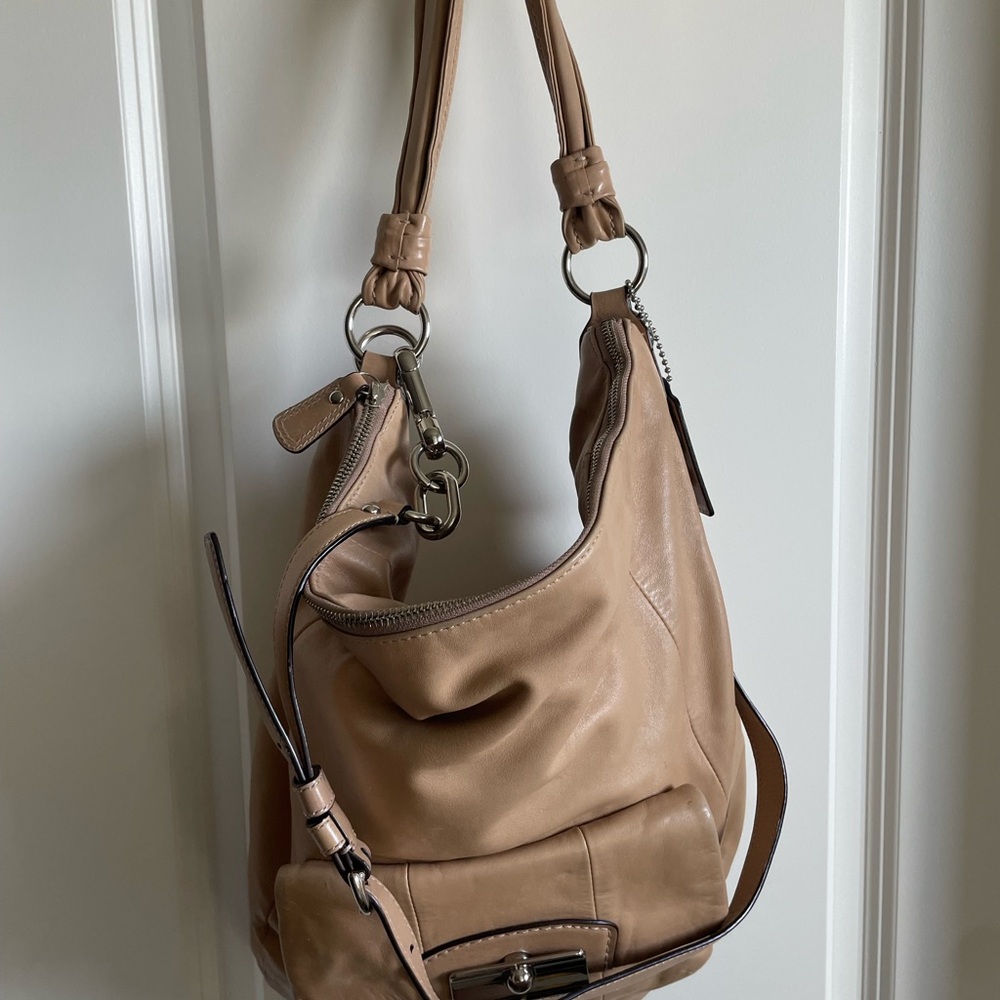Coach Pebbled Leather Hobo in Light Brown
